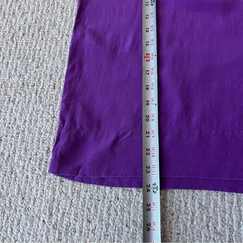 Eileen Fisher Purple Silk Oversized Boxy Short Sleeve Blouse